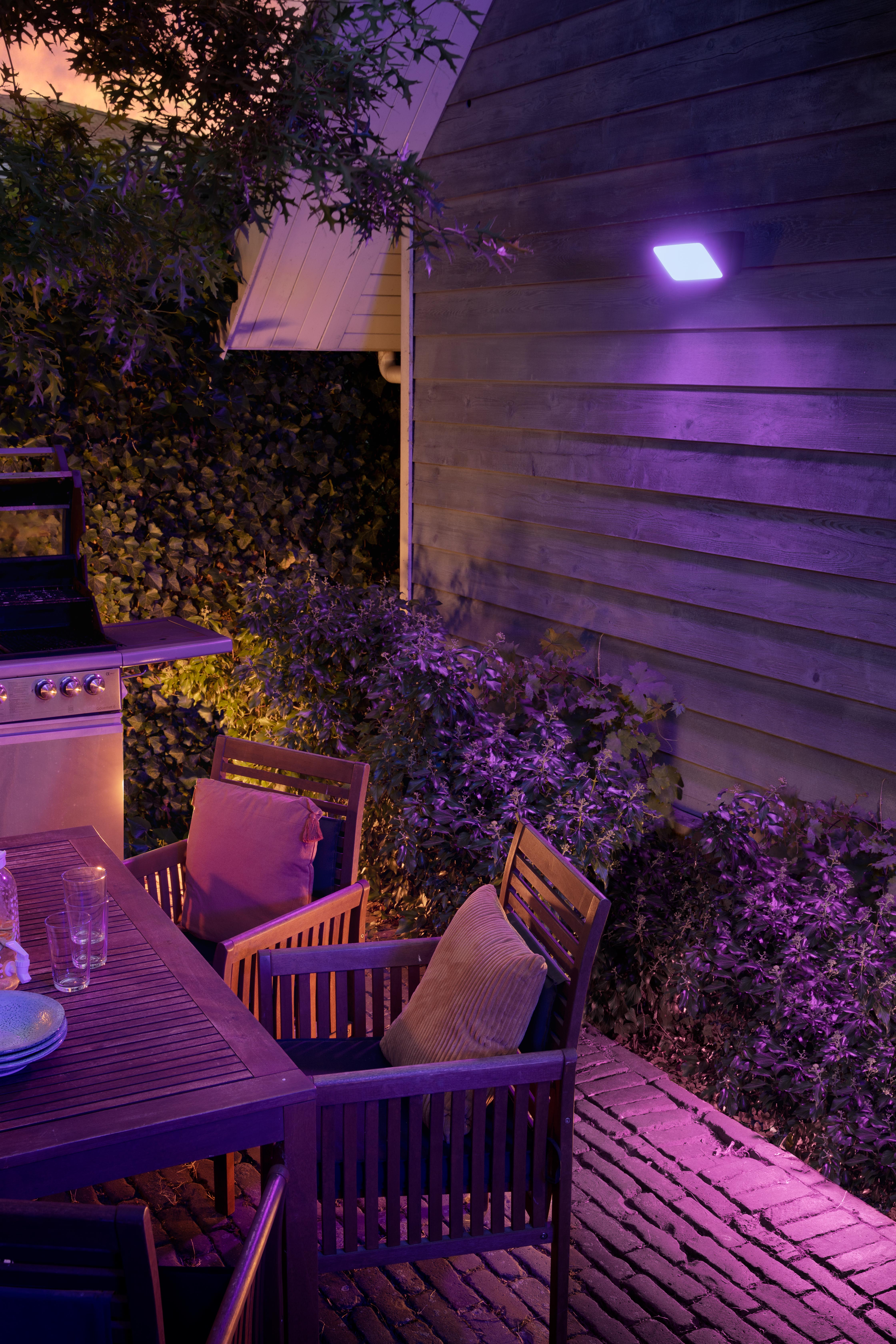 Colour wash across a small outdoor room
